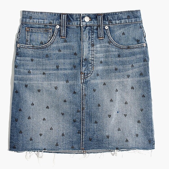 Madewell Stretch Denim Straight Skirt: Heart Print Edition Size 25 - Picture 3 of 17